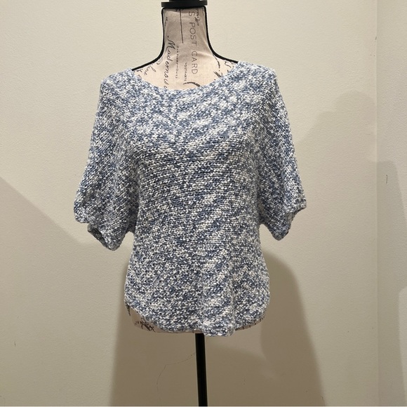 Anthropologie Project Scoop Neck Dolman Kaftan-Style Sweater Blue Open-Knit S - Picture 4 of 9